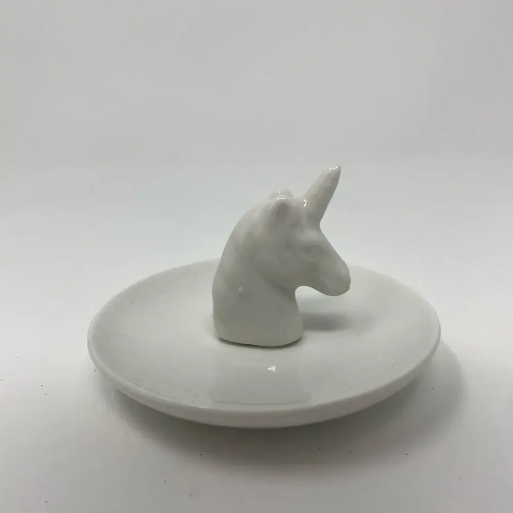 Unicorn white ceramic ring dish